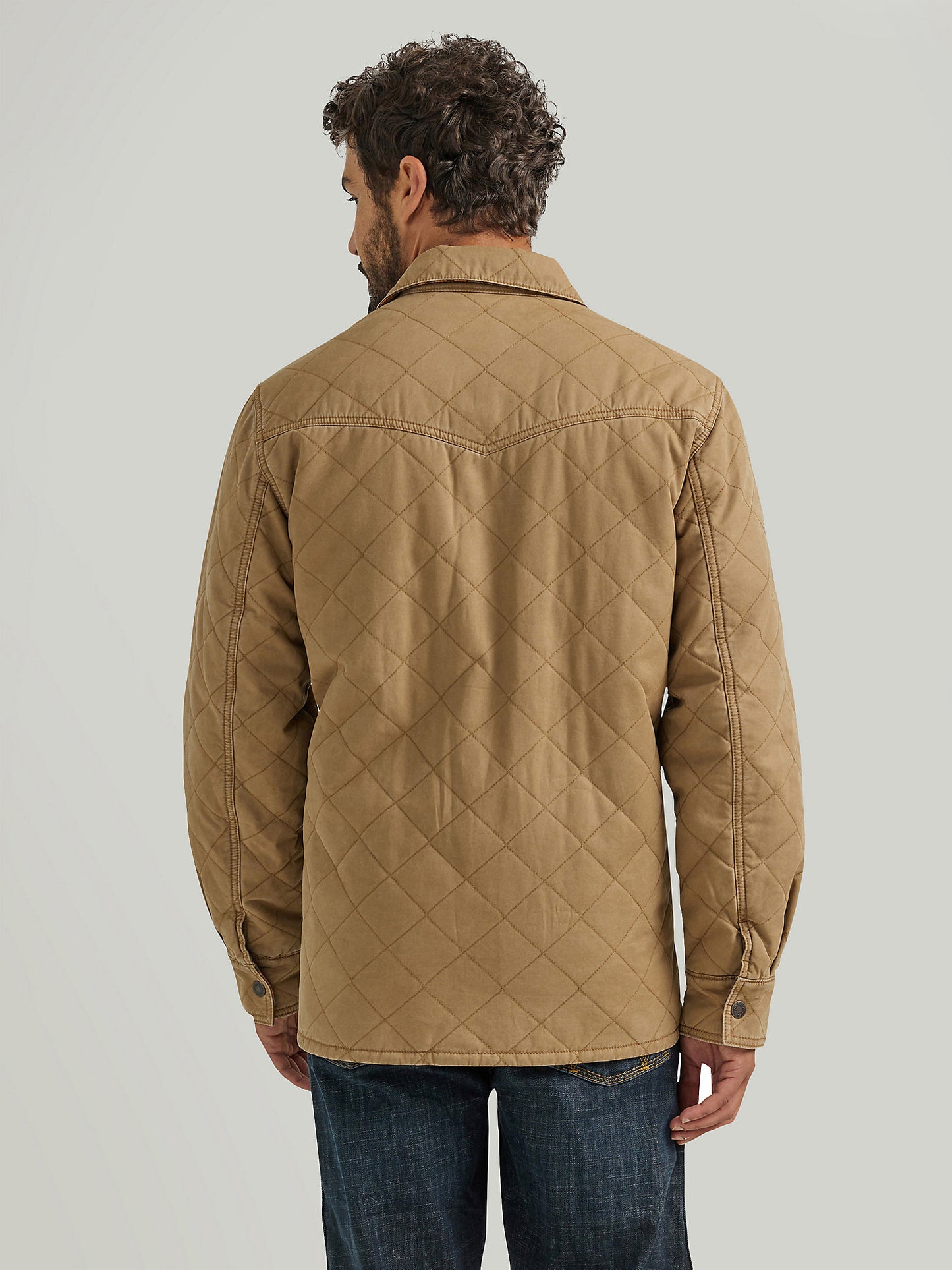 Men's Wrangler Reversible Quilted Shirt Jacket- Clay