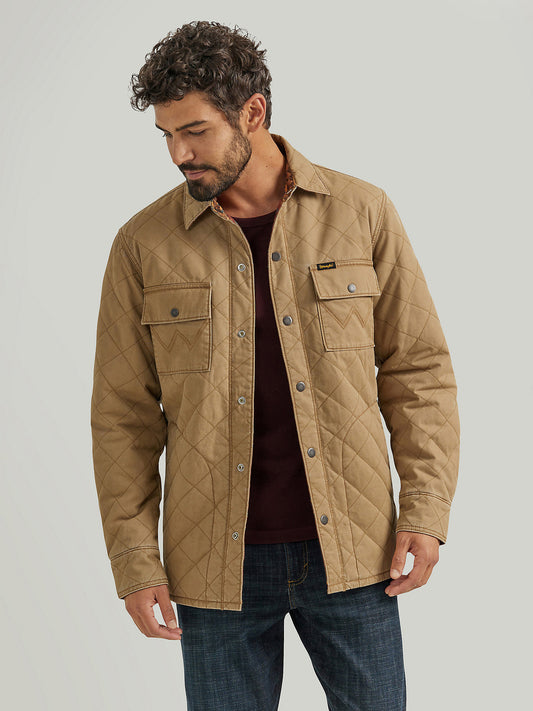 Men's Wrangler Reversible Quilted Shirt Jacket- Clay