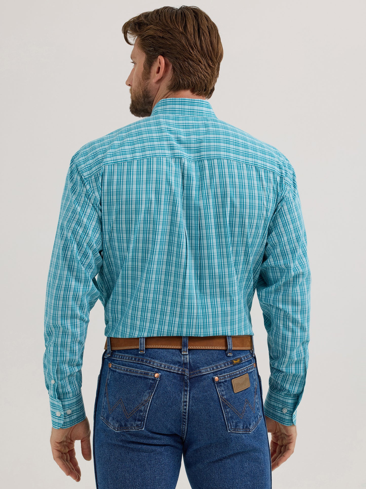 Wranglers Men's Light Blue Aqua Classic Long Sleeve Shirt