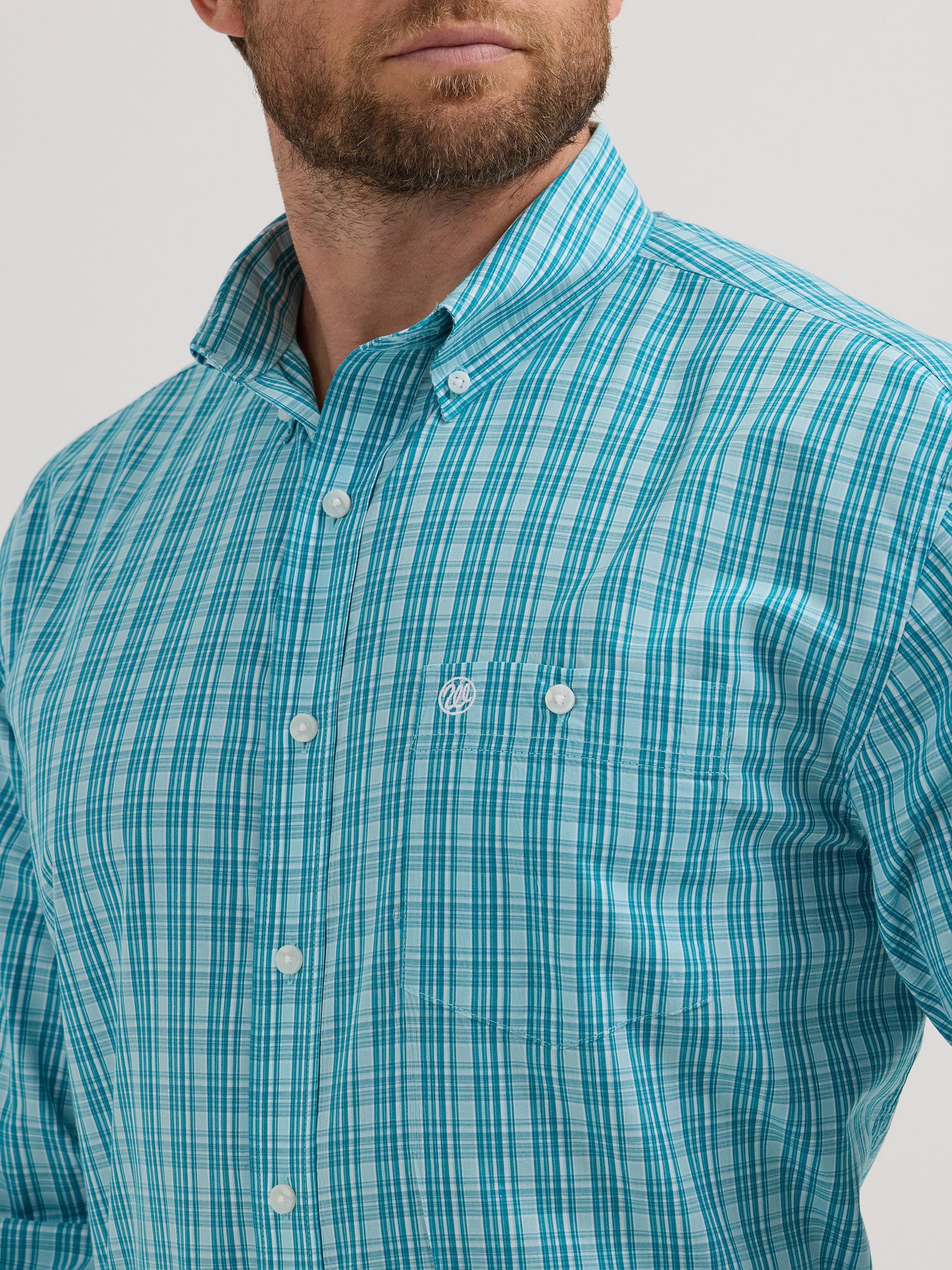 Wranglers Men's Light Blue Aqua Classic Long Sleeve Shirt