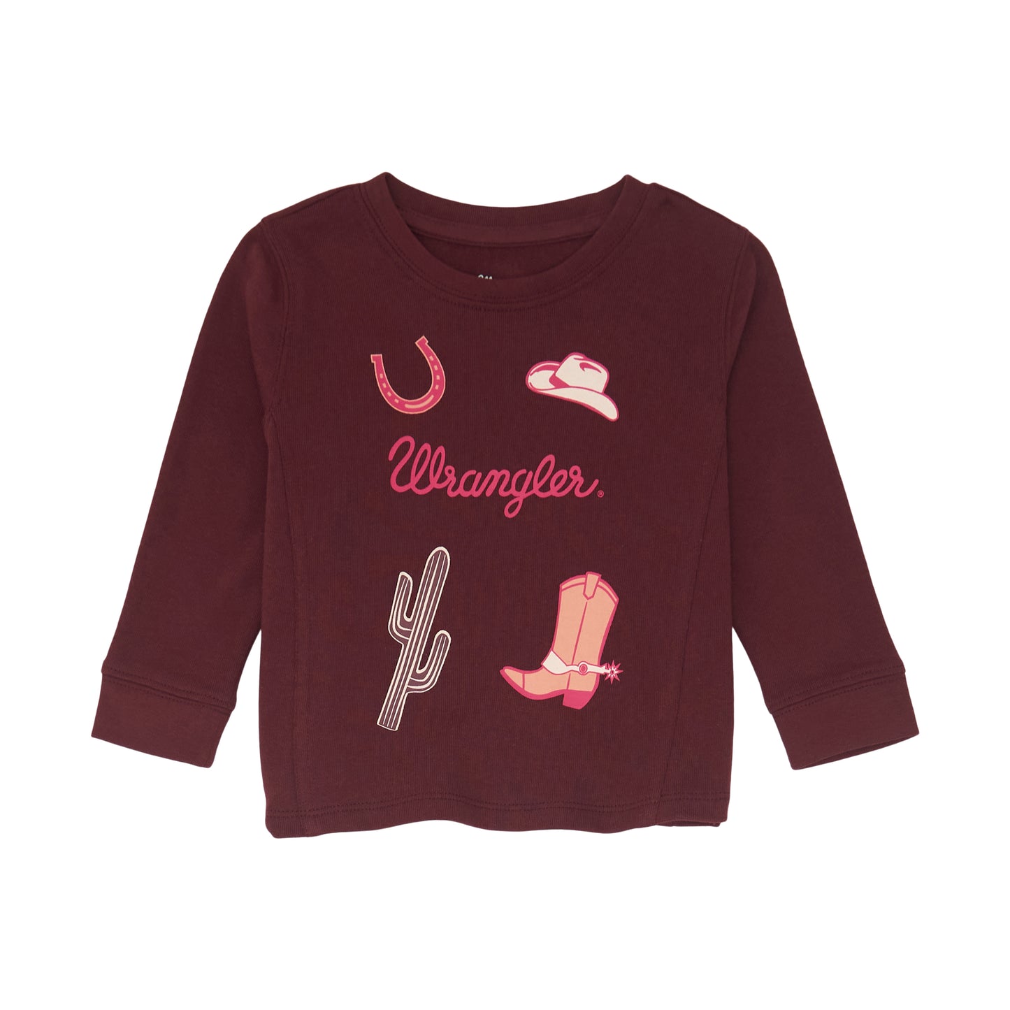 Little Girl's Western Crewneck Sweatshirt in Burgundy alternative view 1 New Little Girl's Western Crewneck Sweatshirt