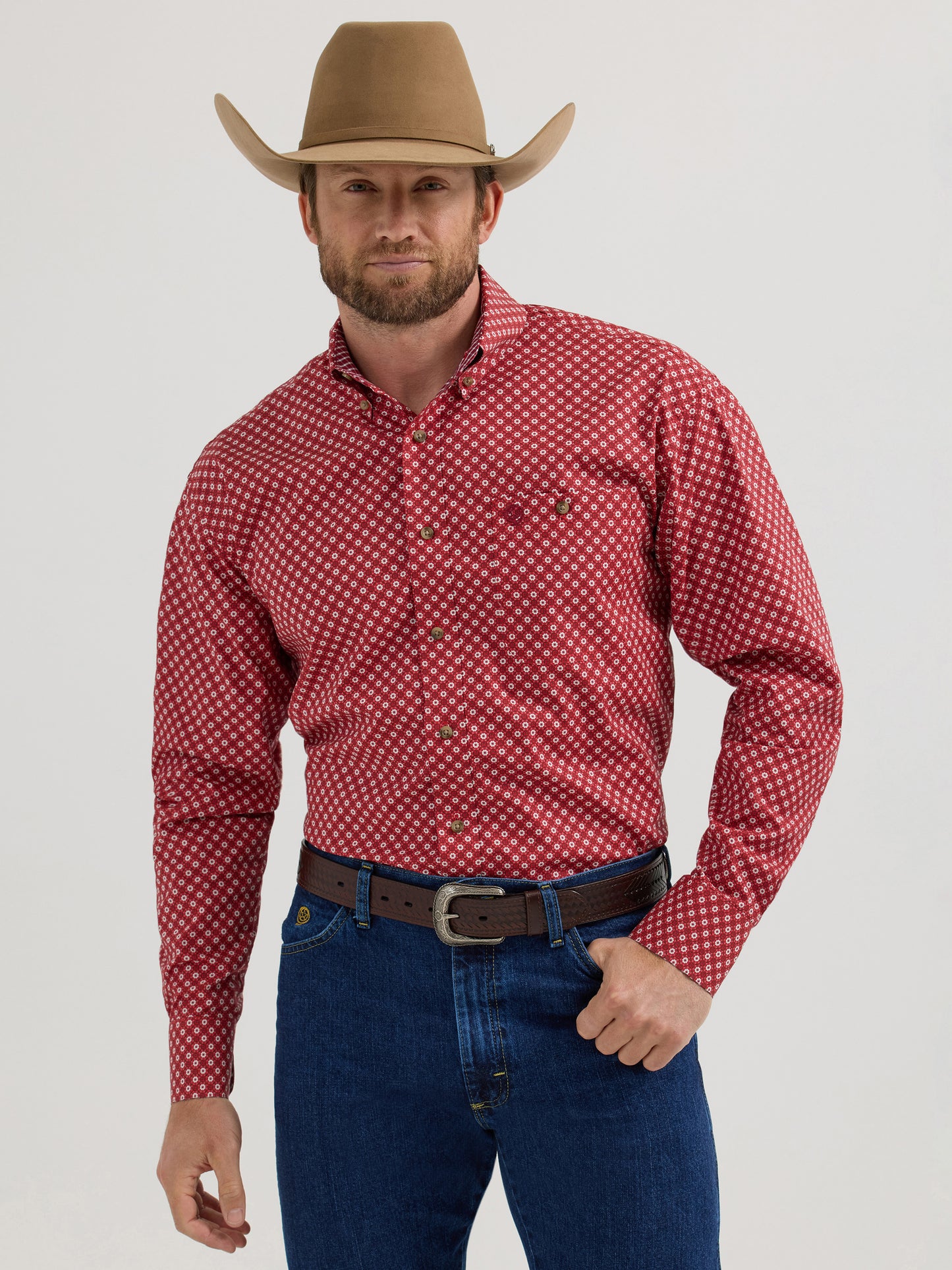 Wrangler® George Strait™ Long Sleeve Button Down One Pocket Shirt