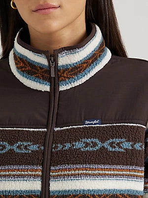 Women's Southwestern Contrast Full Zip Sherpa Jacket