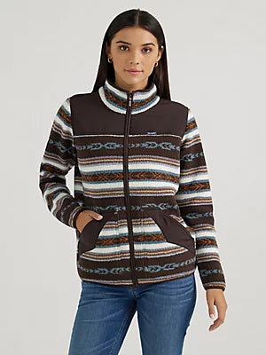 Women's Southwestern Contrast Full Zip Sherpa Jacket