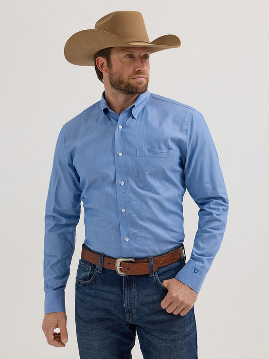 Men's Wrangler Cody Johnson One Pocket Button Down Shirt- Blue Diamonds