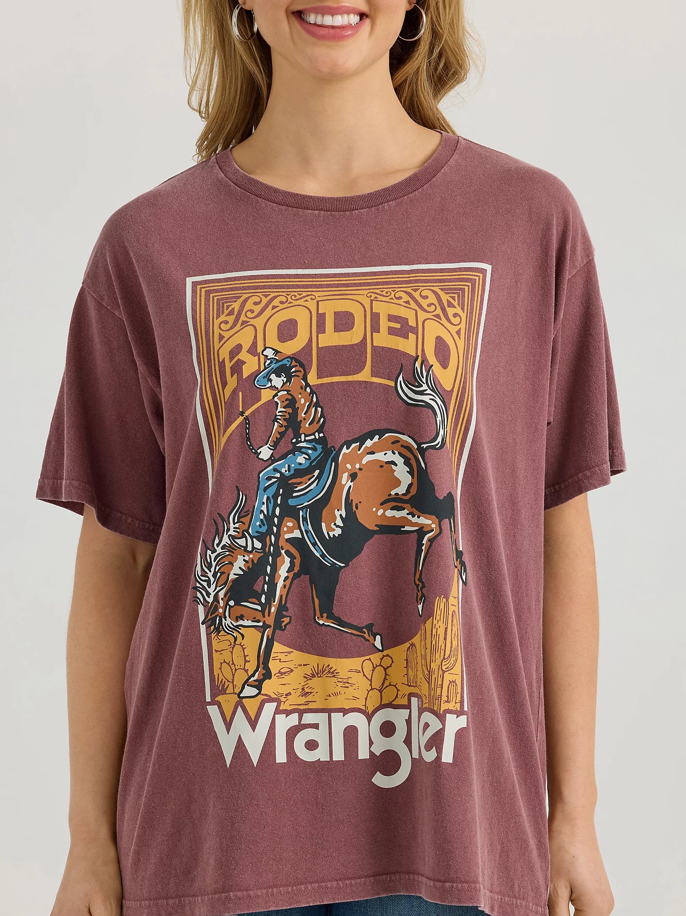 Wrangler Women's Wild Ginger Acid Wash Graphic Oversized Tee