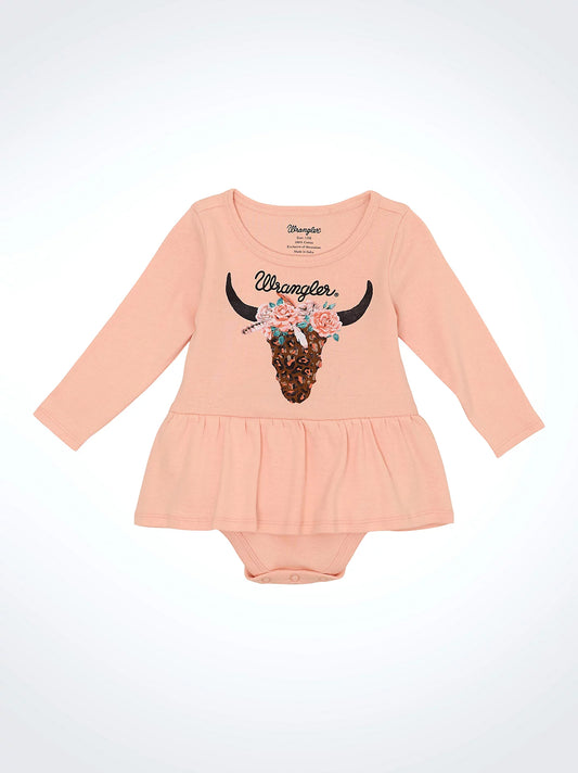 Wrangler Baby Girl's Pink Western Graphic Skirted Bodysuit