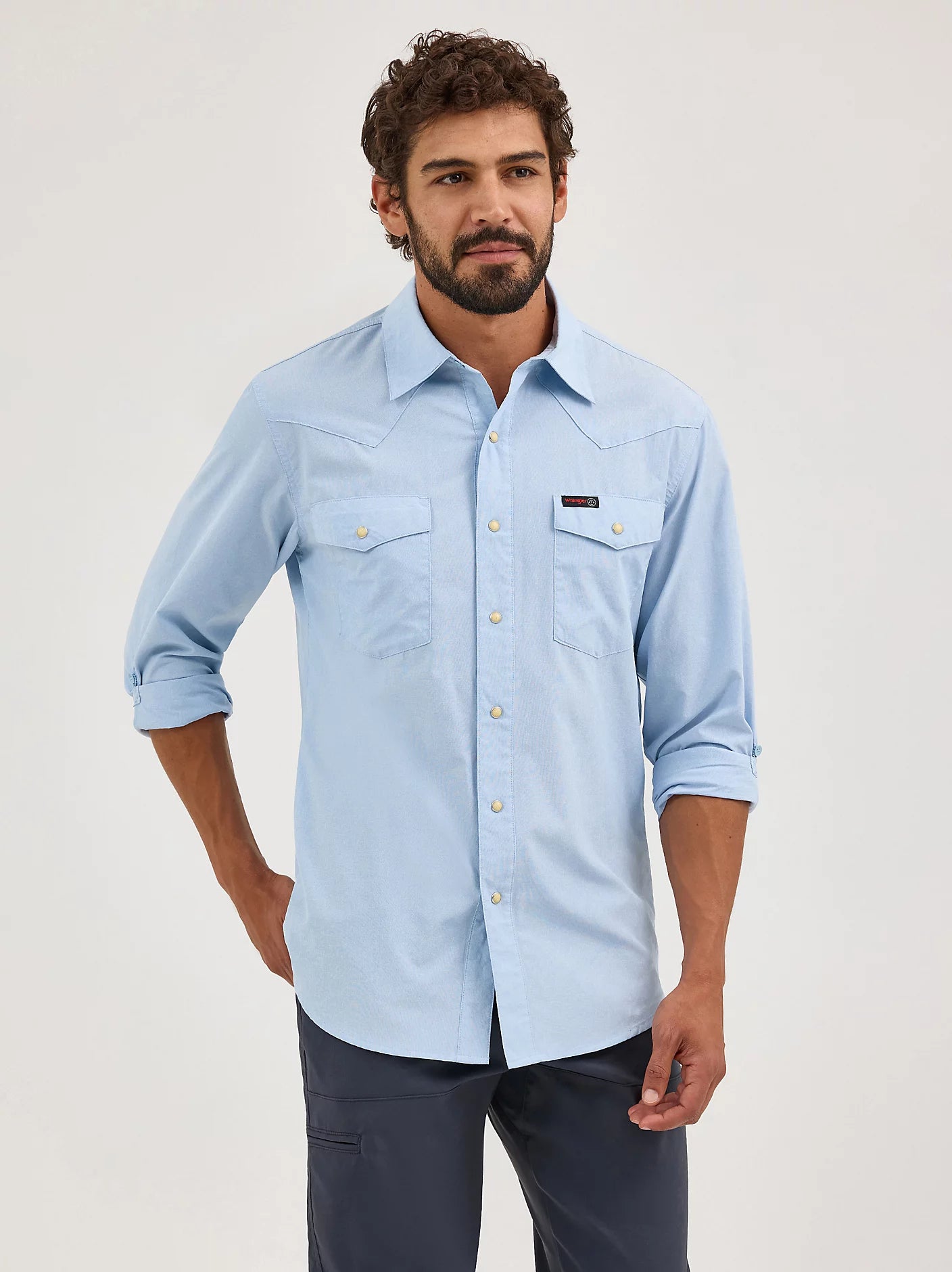 Wrangler Men's Cerulean Blue ATG Dover Utility Shirt