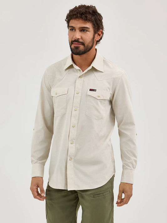 Wrangler Men's Pelican White ATG Men's Drover Utility Shirt