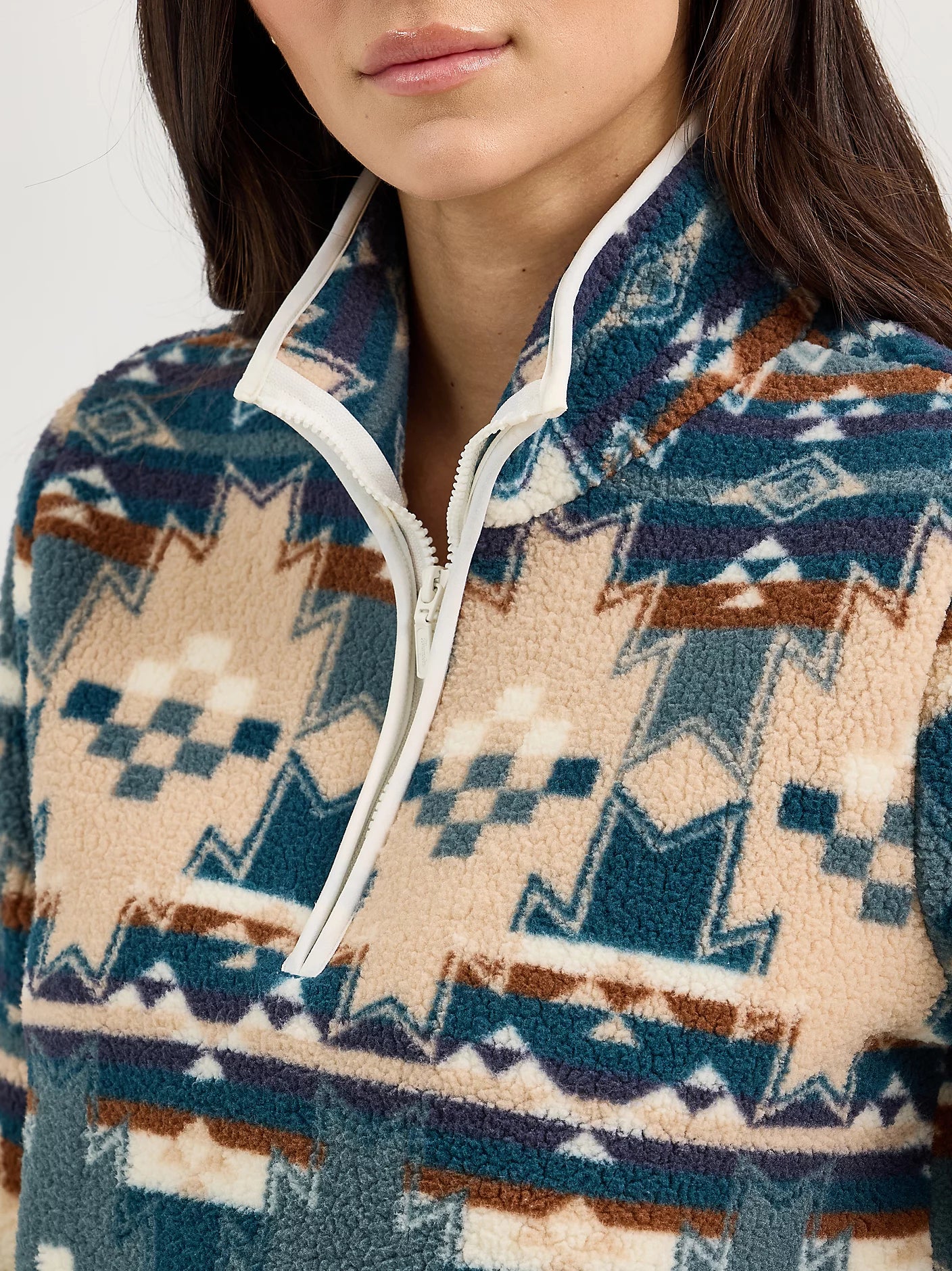 Wrangler Retro Dusty Blue Quarter-Zip Sherpa Pullover