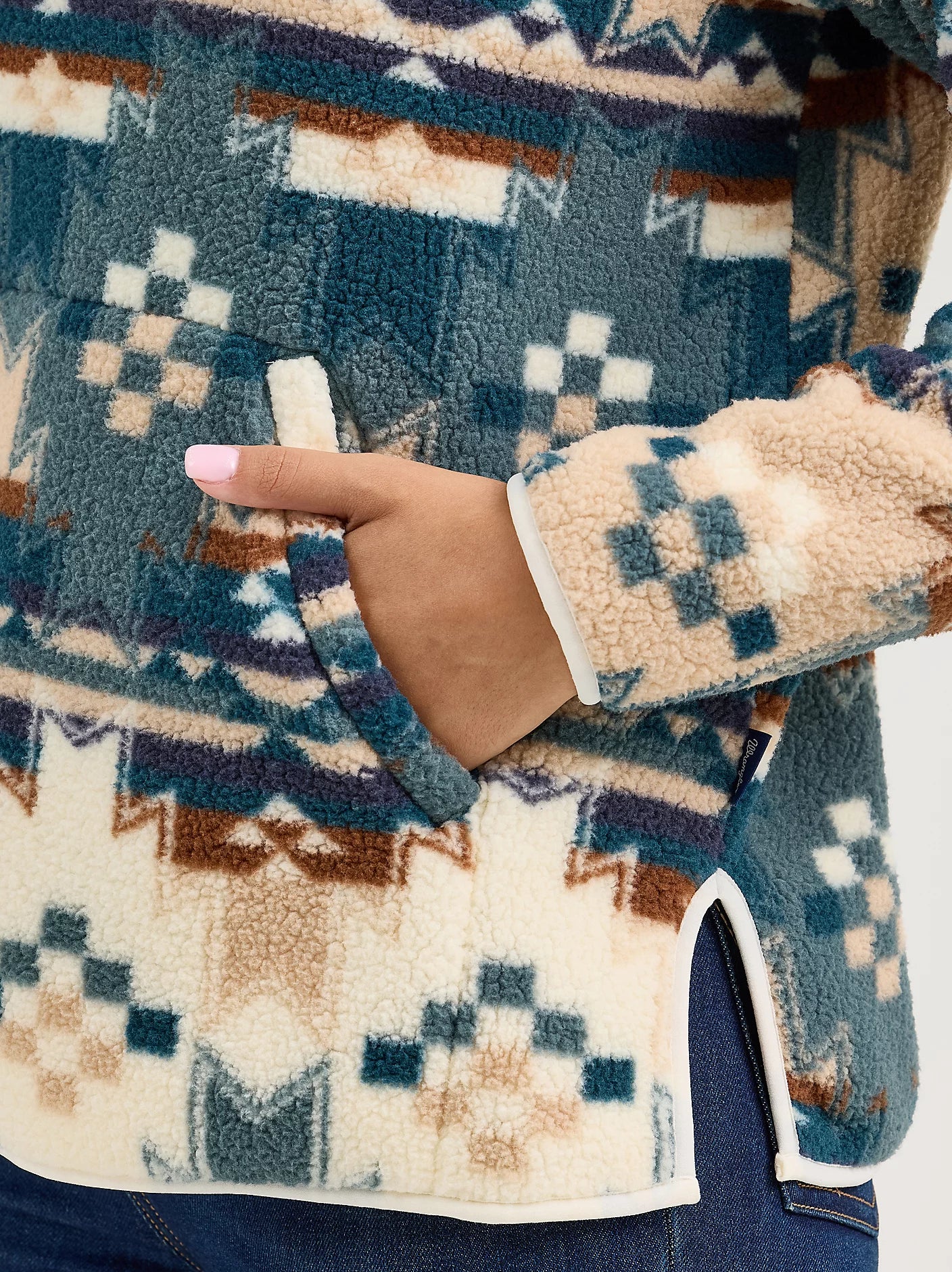 Wrangler Retro Dusty Blue Quarter-Zip Sherpa Pullover