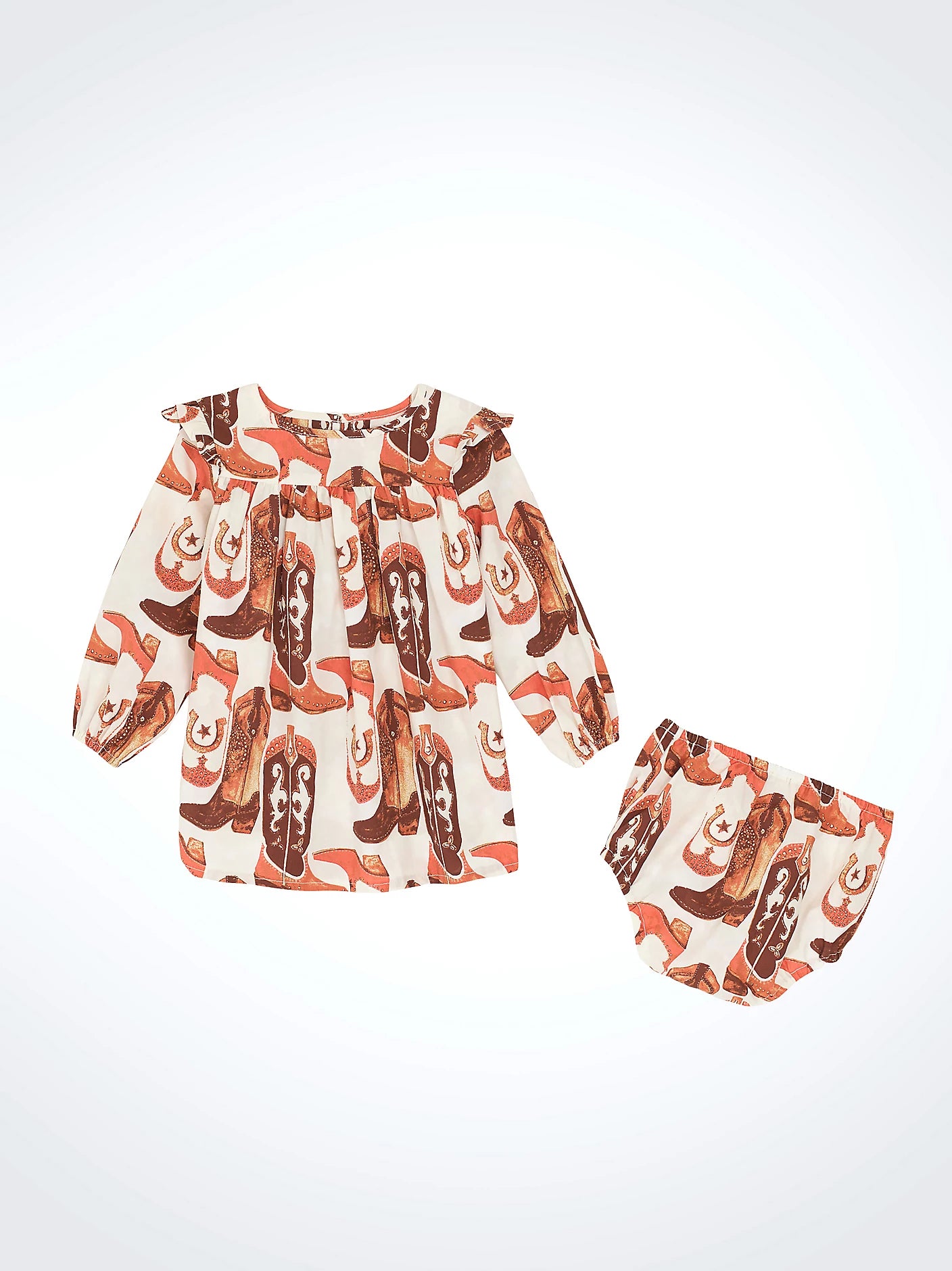 Wrangler Baby Girl Pink & Brown Boots Dress