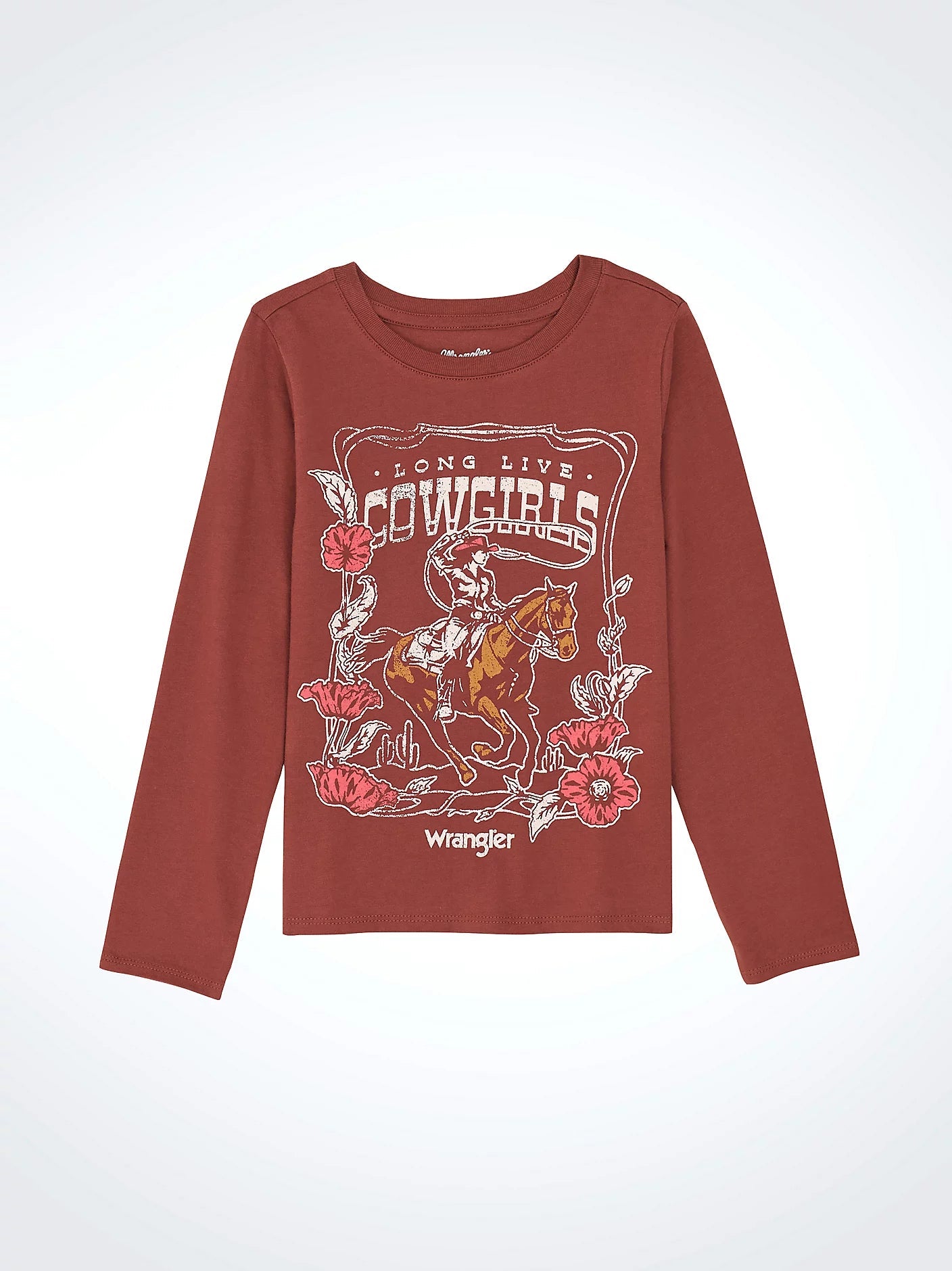 Wrangler Girl's Long Sleeve Burgundy Western Graphic Tee