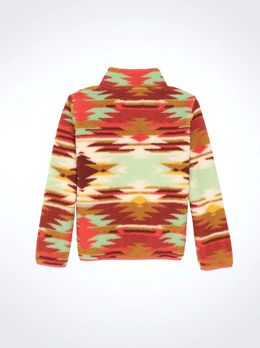 Girl's Green Mist Southwest Quarter-Zip Sherpa Pullover