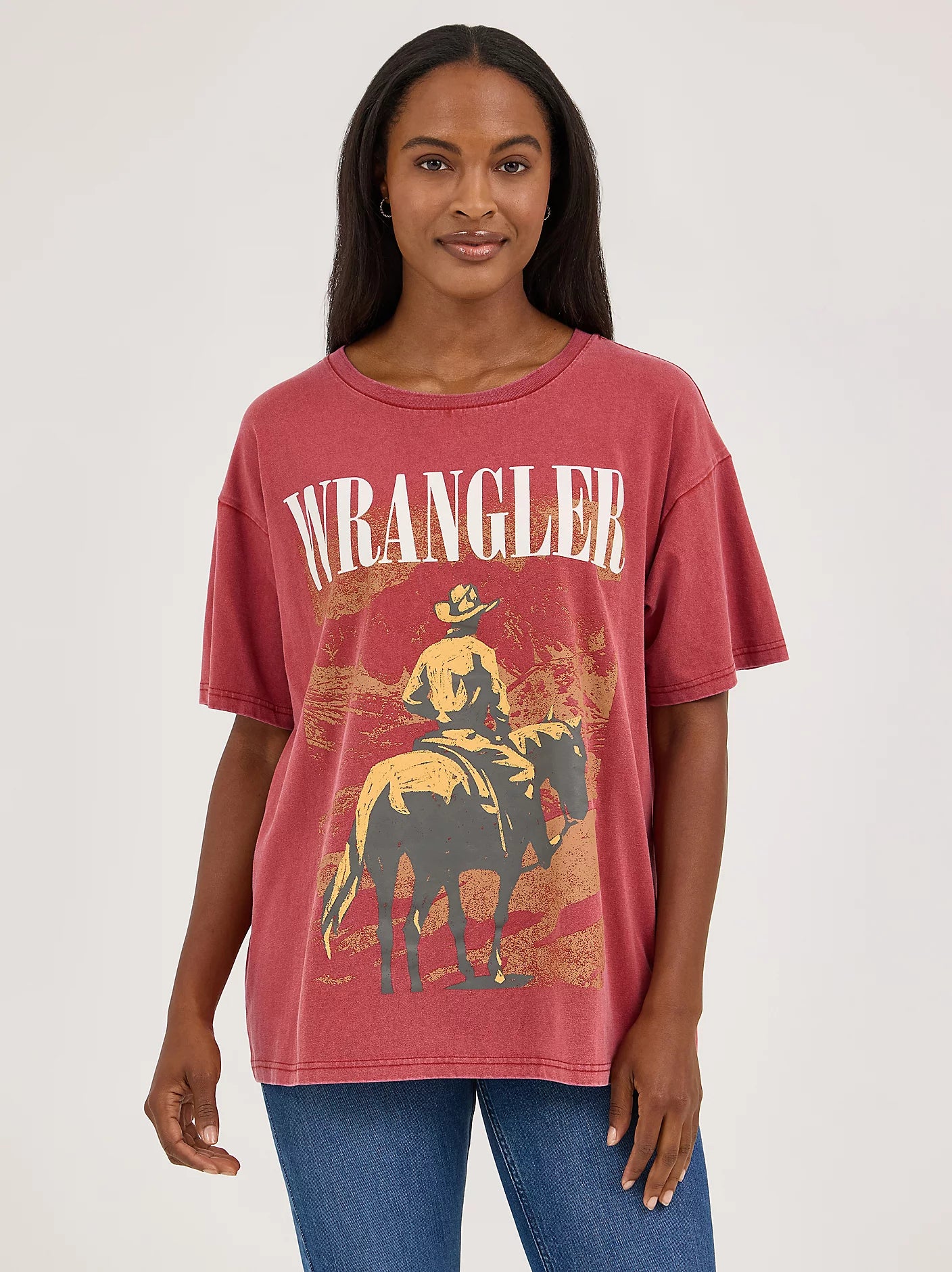Women's Acid Wash Chili Oil Red Graphic Tee