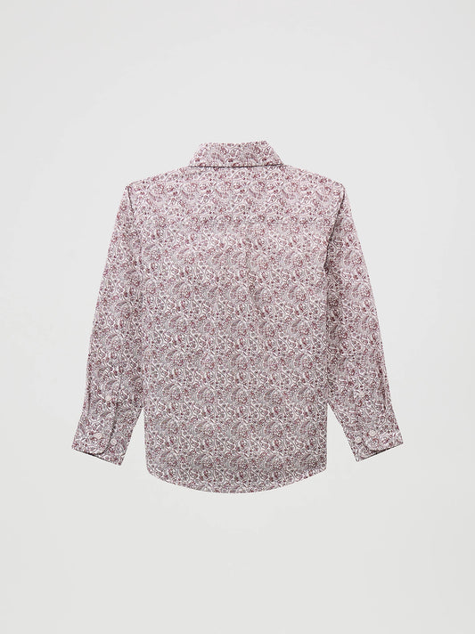 Boy's Wrangler Burgundy Paisley Classic Button-Down Shirt