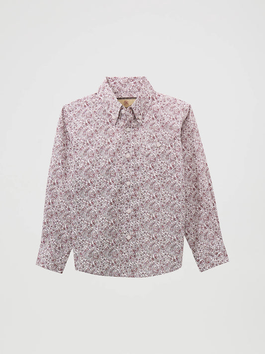 Boy's Wrangler Burgundy Paisley Classic Button-Down Shirt