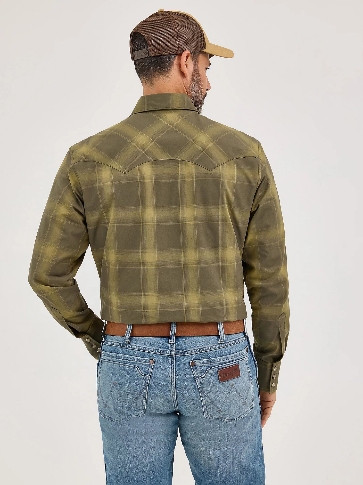 Men's Wrangler Retro Green Sawtooth Snap Pocket Western Shirt