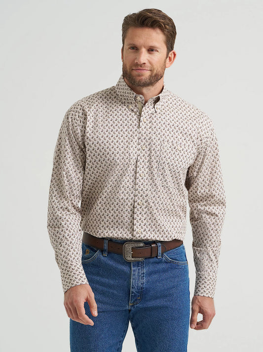 Wrangler George Strait Stone Button Down One Pocket Shirt