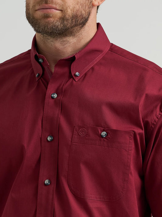 Wrangler Men's Burgundy George Strait Button Down Shirt