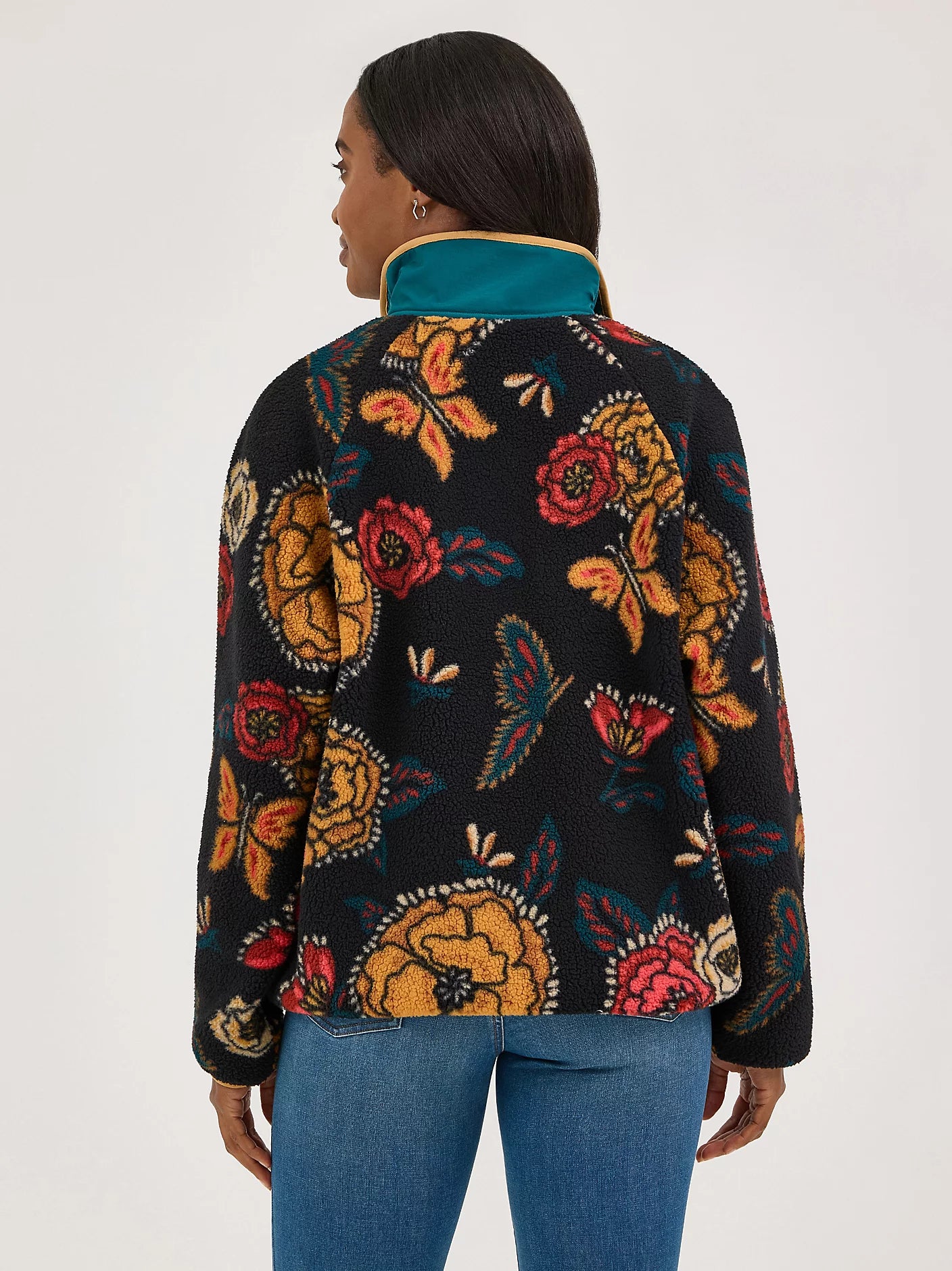 Women's Wrangler Retro Butterfly Black Half-Snap Sherpa Pullover