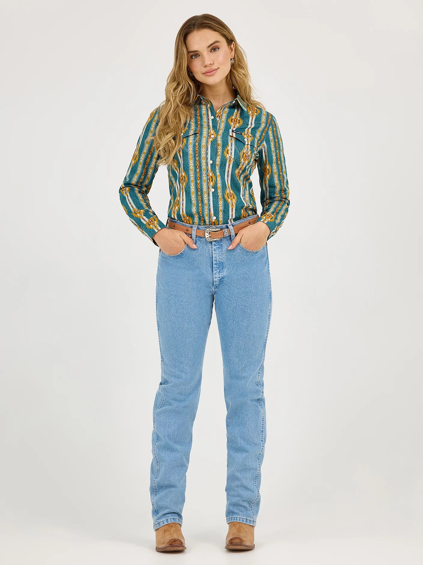 Wrangler Women's Checotah Bold Blue Classic Western Snap Shirt