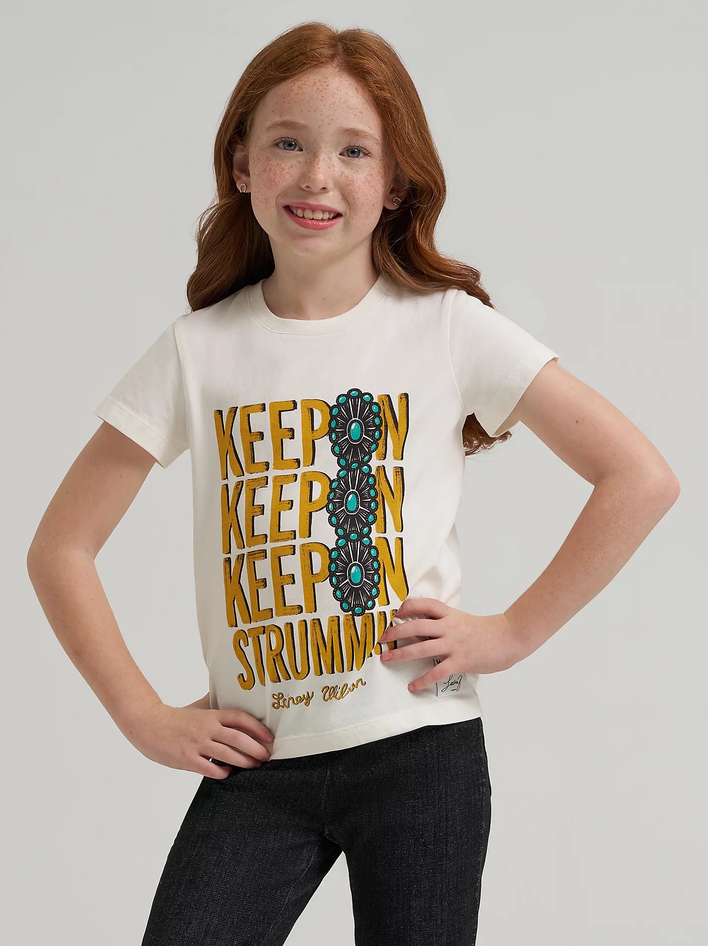 Wrangler Girl's X Lainey Wilson Keep On Strumming Reg Fit White Tee