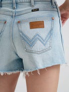 Wrangler denim shorts with embellished pockets
