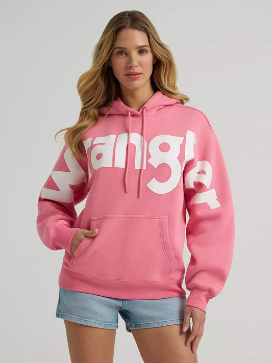 Wrangler Women's Strawberry Pink Bold Logo Hoodie