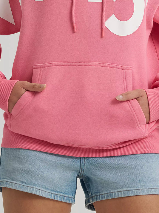 Wrangler Women's Strawberry Pink Bold Logo Hoodie
