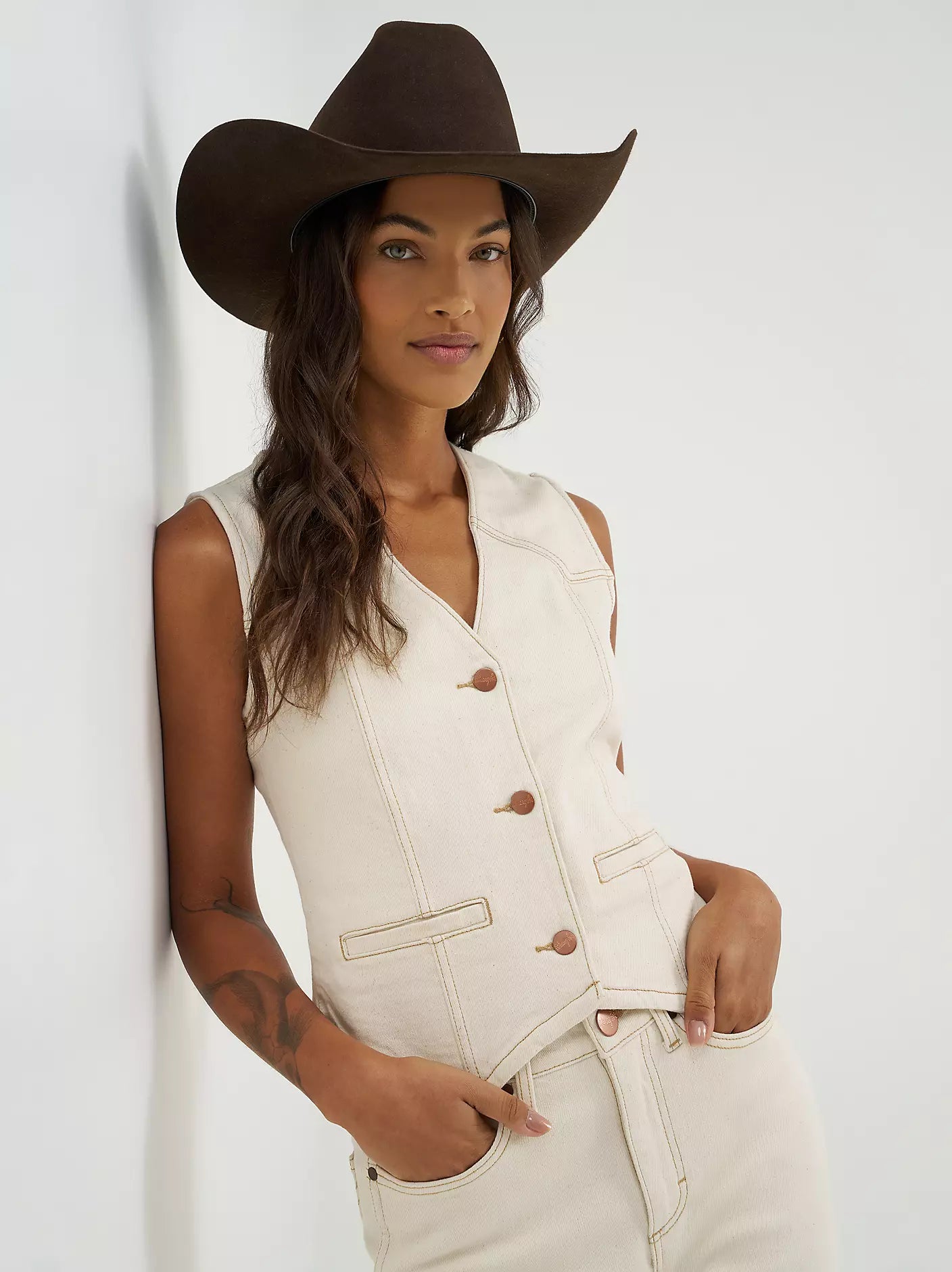 Wrangler Women's White Denim Vest