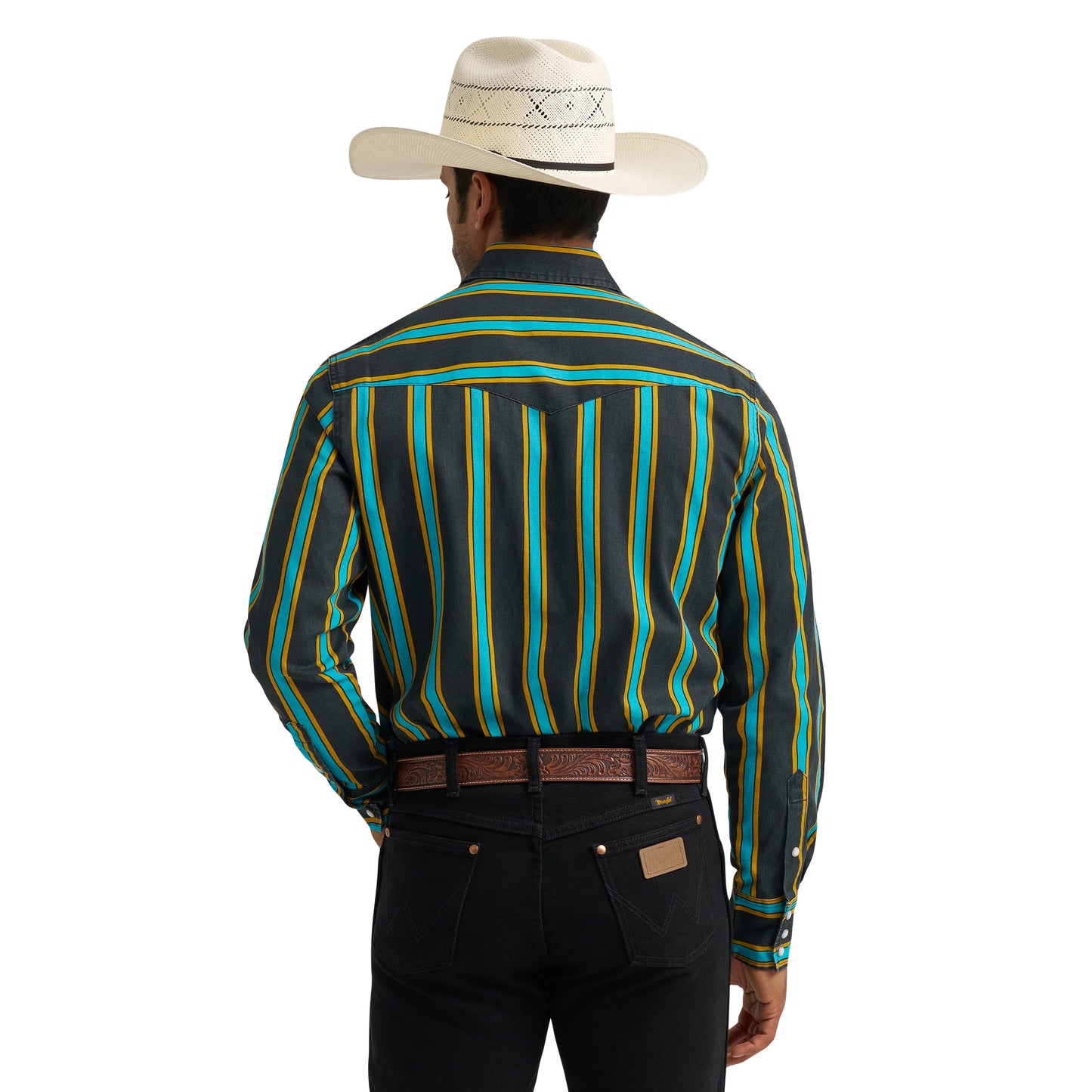 Wrangler Men's Vintage Inspired Teal Pop Western Shirt
