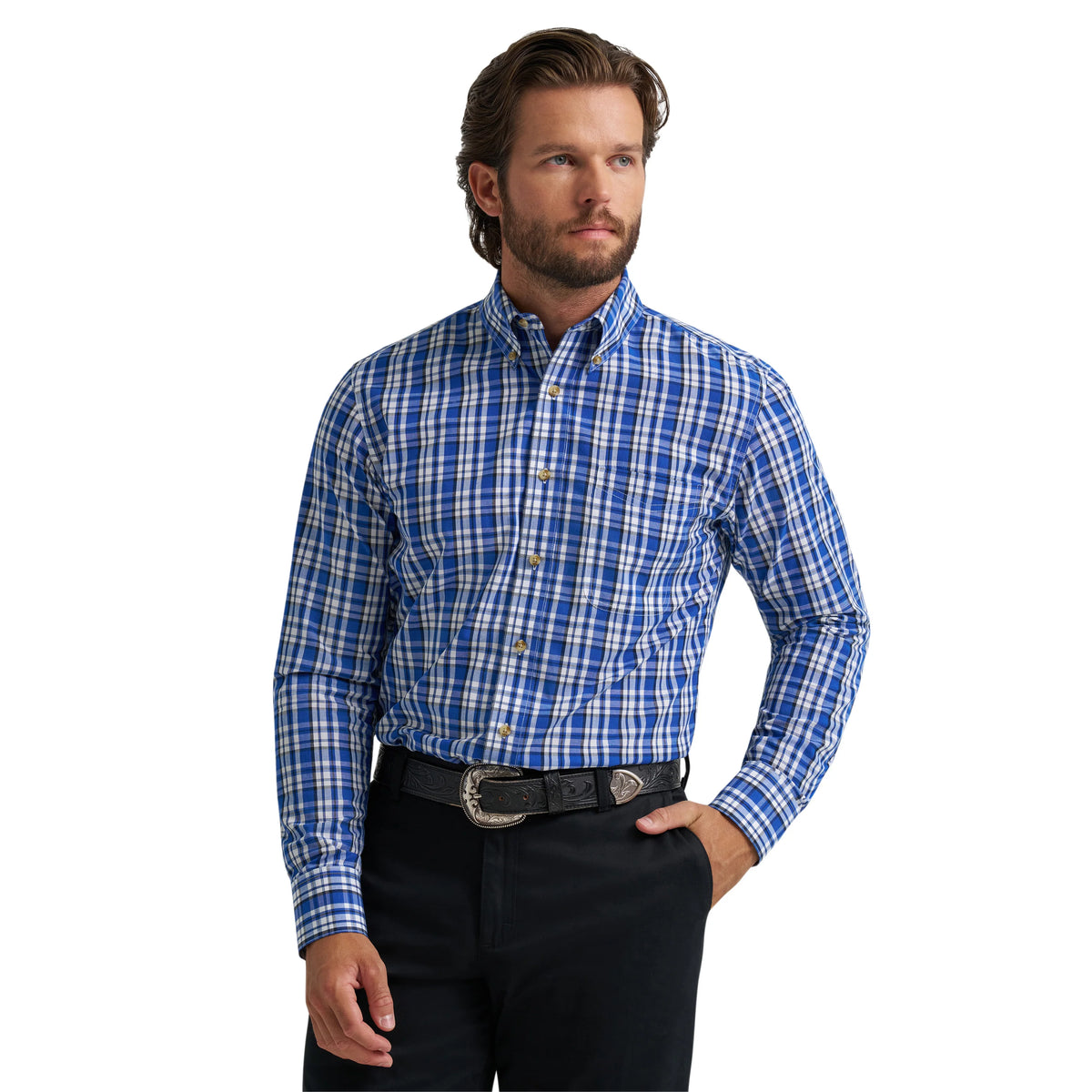 Wrangler Mens Riata Long Sleeve Button-Down Shirt | 4 Colors