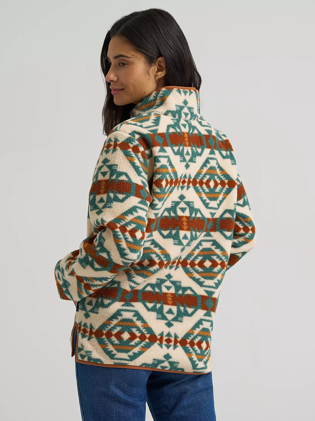 Wrangler High Plains Sherpa Pullover, back view on model