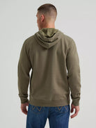 Wrangler Legacy script graphic hoodie in olive, back view