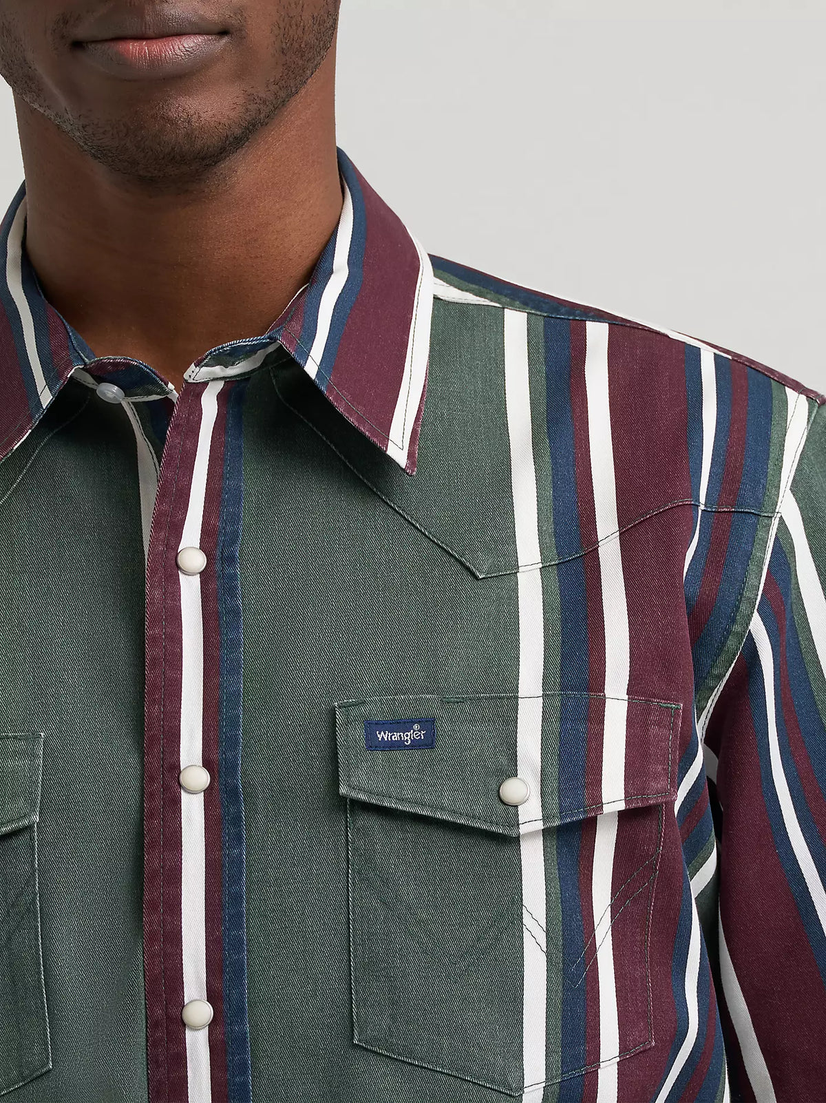 Wrangler Men's Vintage Brushpopper Western Snap Shirt in Field Olive