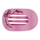 Teleties Just Add A Bow Medium Flat Round Hair Clip, pink with bow print, front view