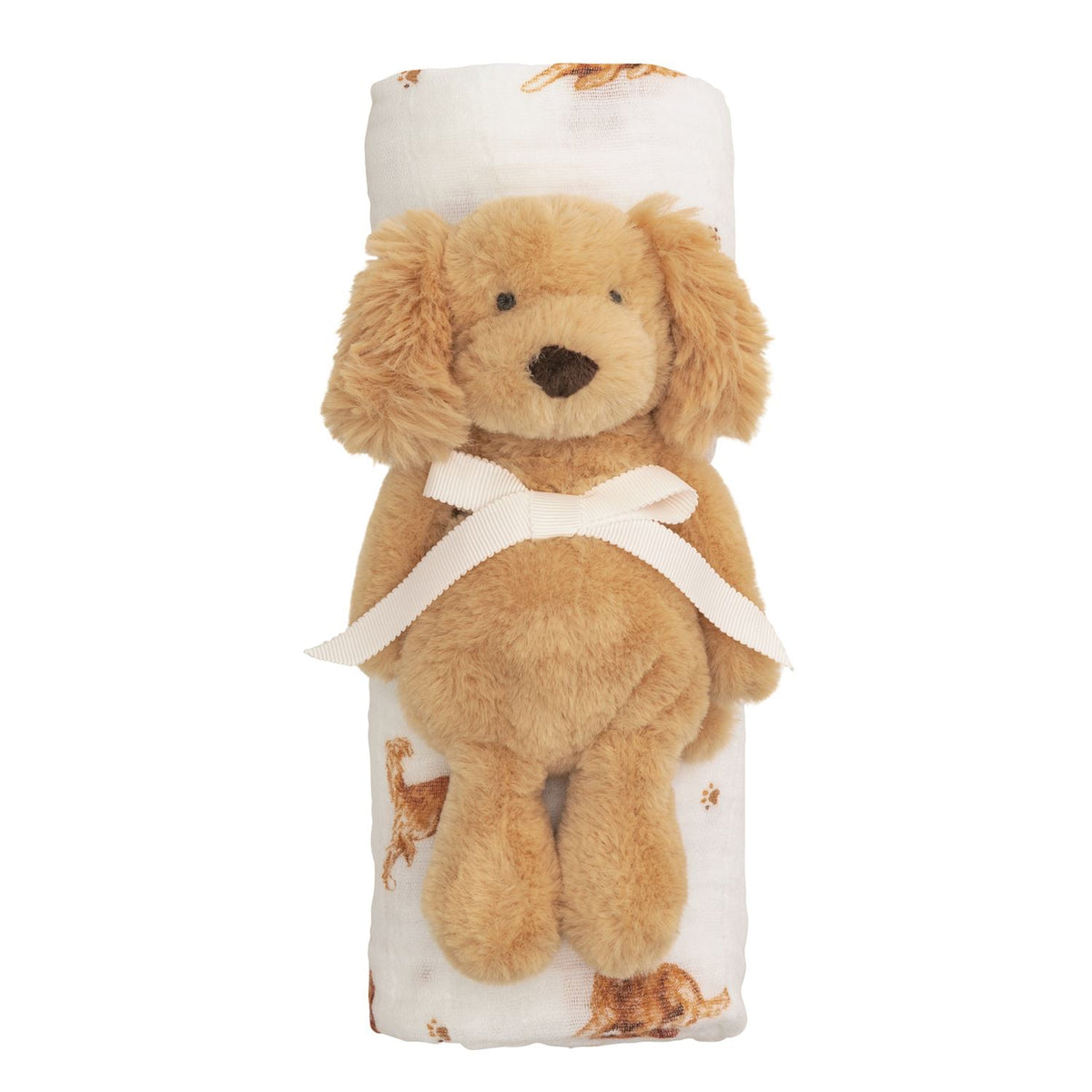 Retriever Swaddle and Rattle Gift Set, 2-Piece