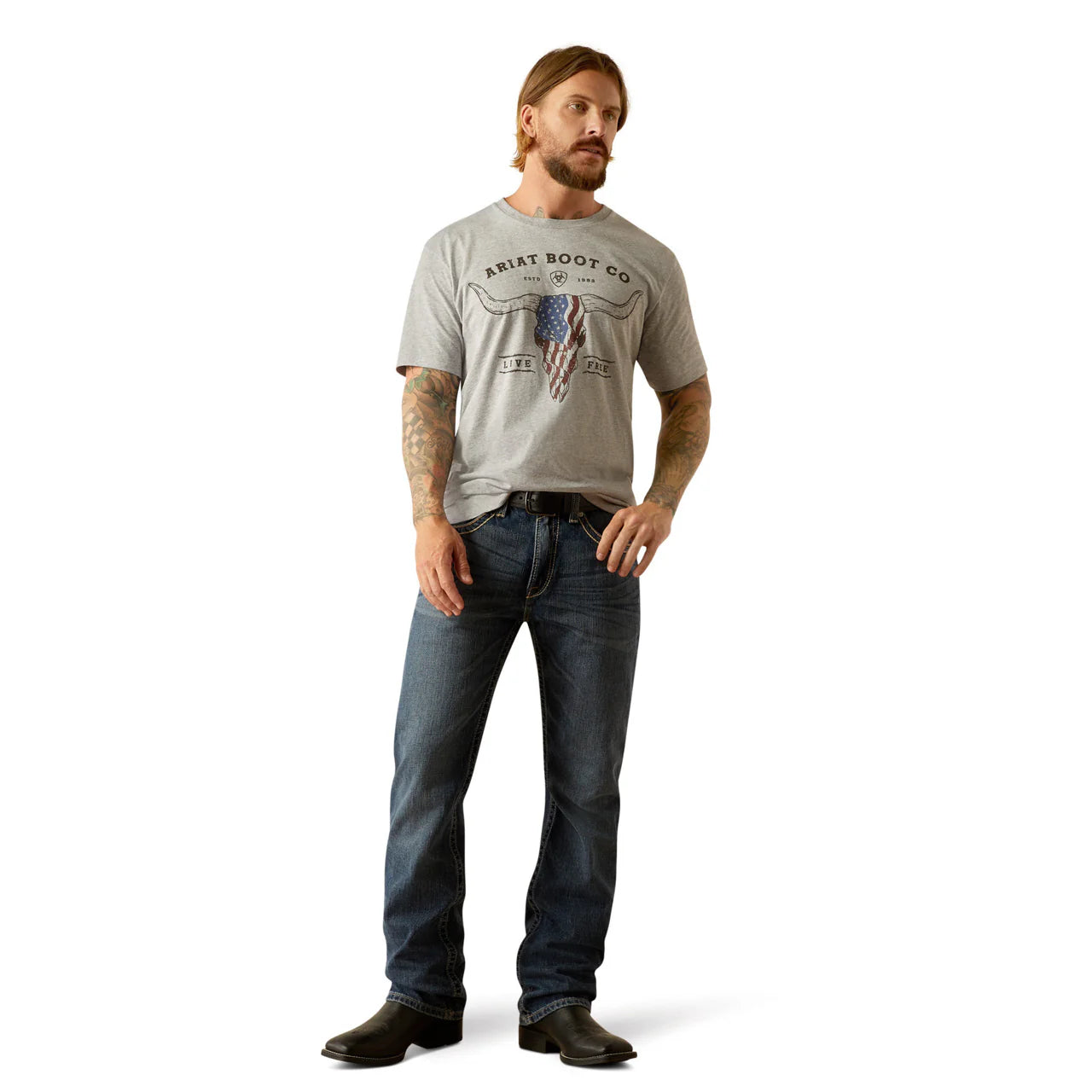 Ariat Men's Heather Grey Long Live Freedom T-Shirt