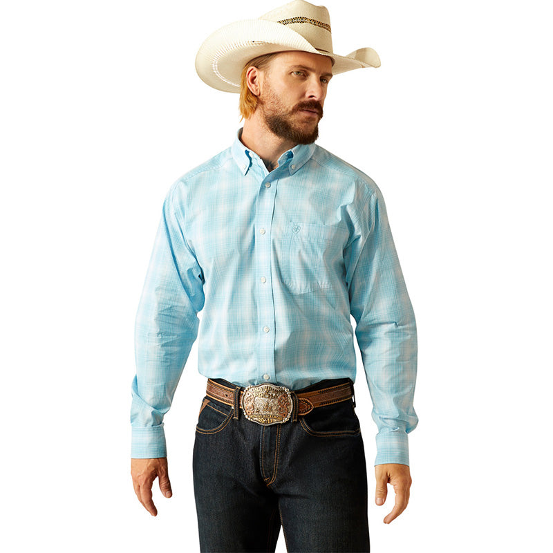 Ariat Men's Light Turquoise Pro Series Gregory Classic Fit Long Sleeve Shirt