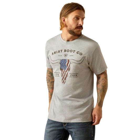 Ariat Men's Heather Grey Long Live Freedom T-Shirt