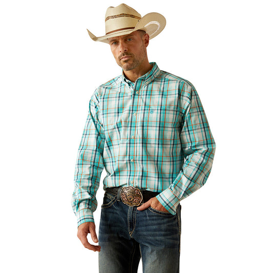 Ariat Men's Teal Pro Series Classic Fit Justice Long Sleeve Button Down