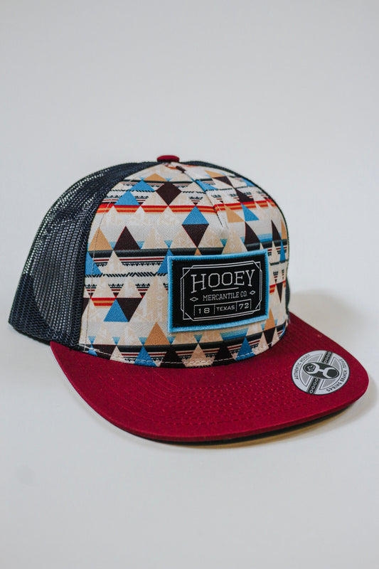 Hooey Horizon Cream Pattern Black/Turquoise Patch Trucker Hat