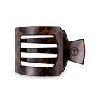 TELETIES Large Square Flat Tortoise Hair Clip, front view of the open slotted design