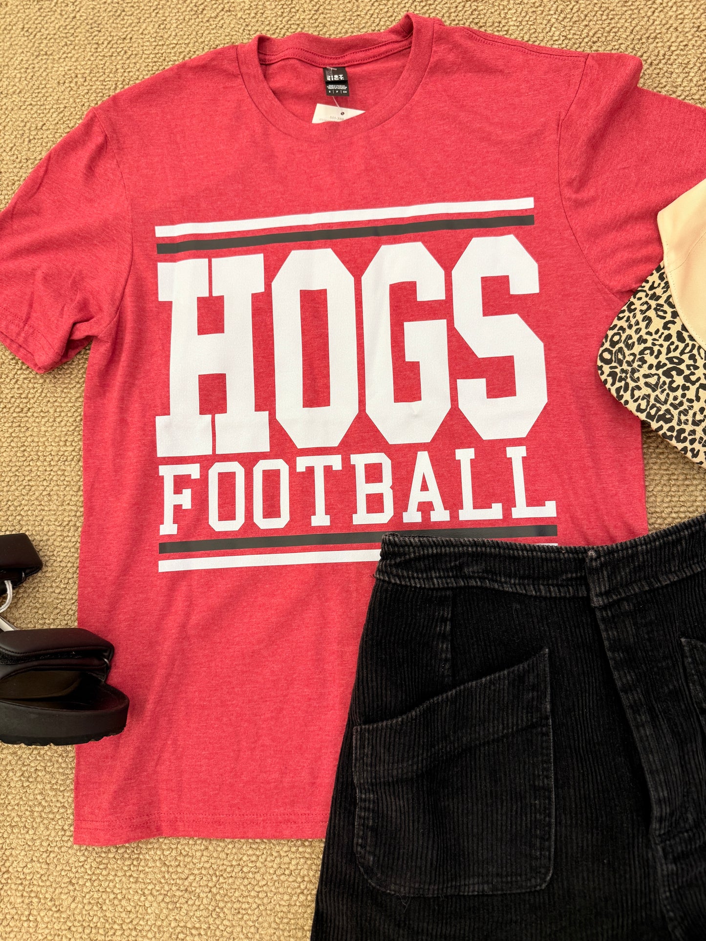 Hogs Football Red Graphic Tee