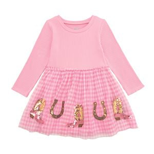 Mud Pie Girl's Sequin Western Pink Tutu Dress