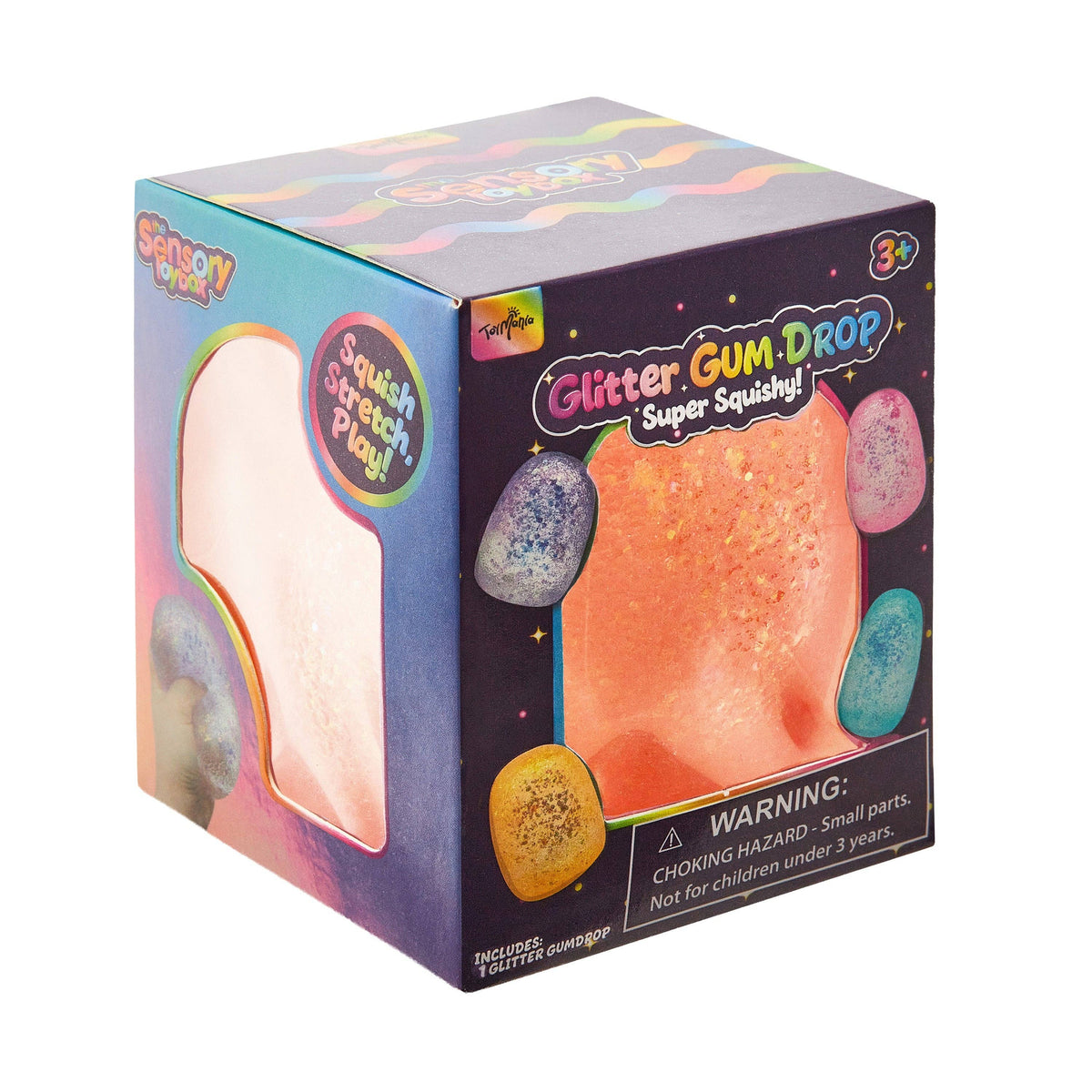 Sensory Toy Box: Squishy Glitter Gum Drops Stress Relief Fidget Toy (1pc) Ships Assorted