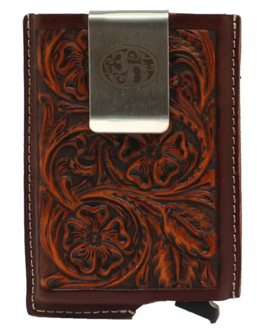 3D Men's Tooled Brown Design Smart Wallet