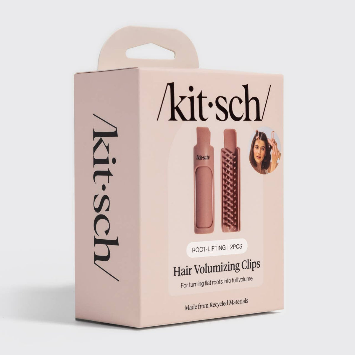 Kitsch Hair Volumizing Clips 2-piece set in terracotta, retail box