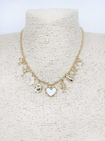 Gold Western Heart Charm 16"-18" Necklace